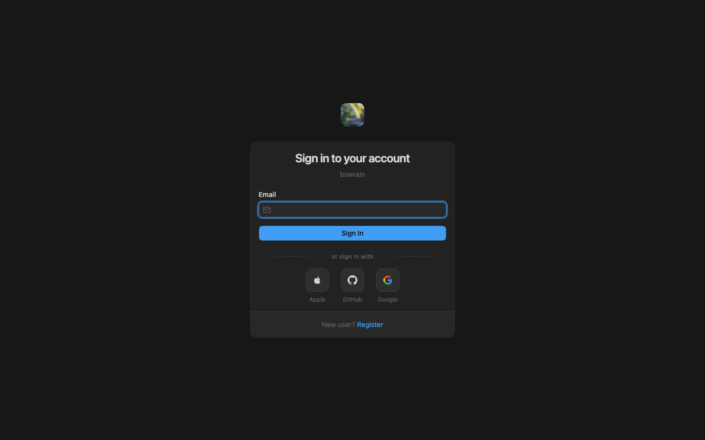 Login page with identity provider options