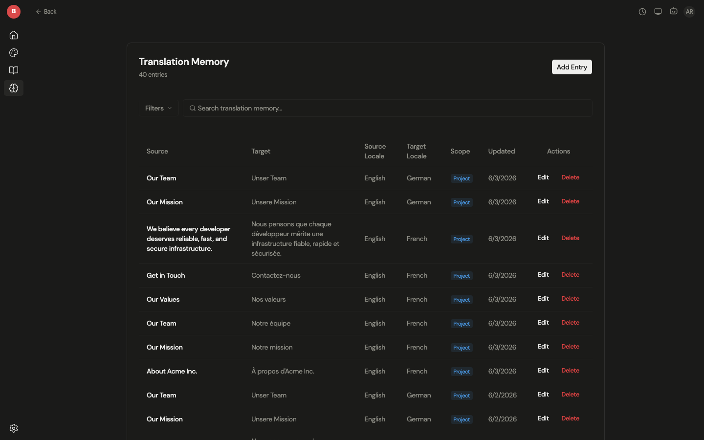 Content memory browser with search and filtering