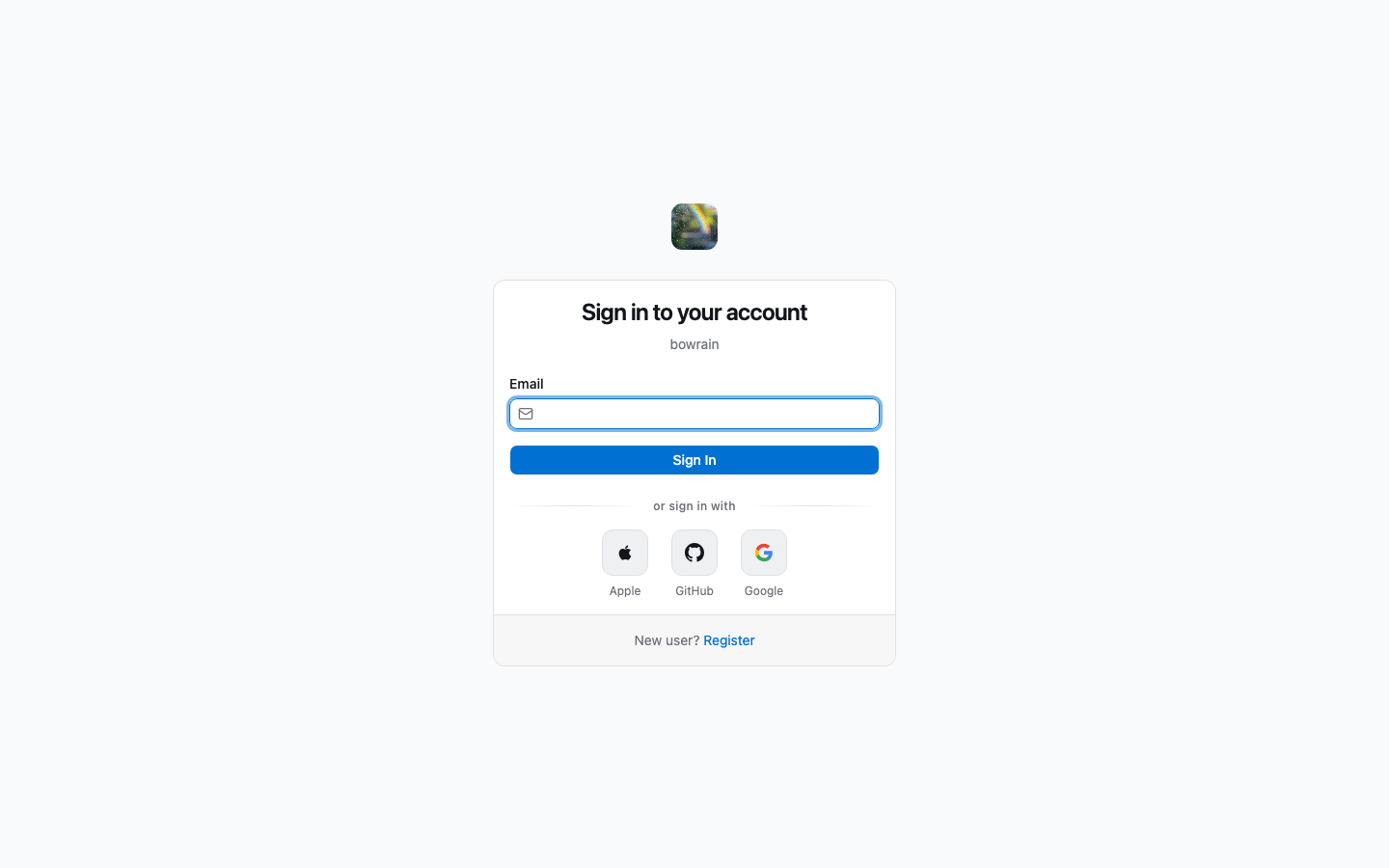 Login page with identity provider options