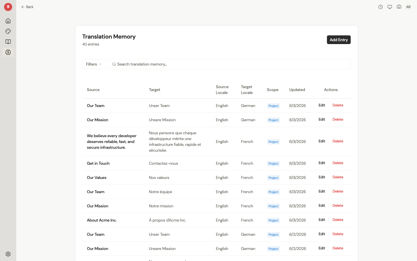 Content memory browser with search and filtering